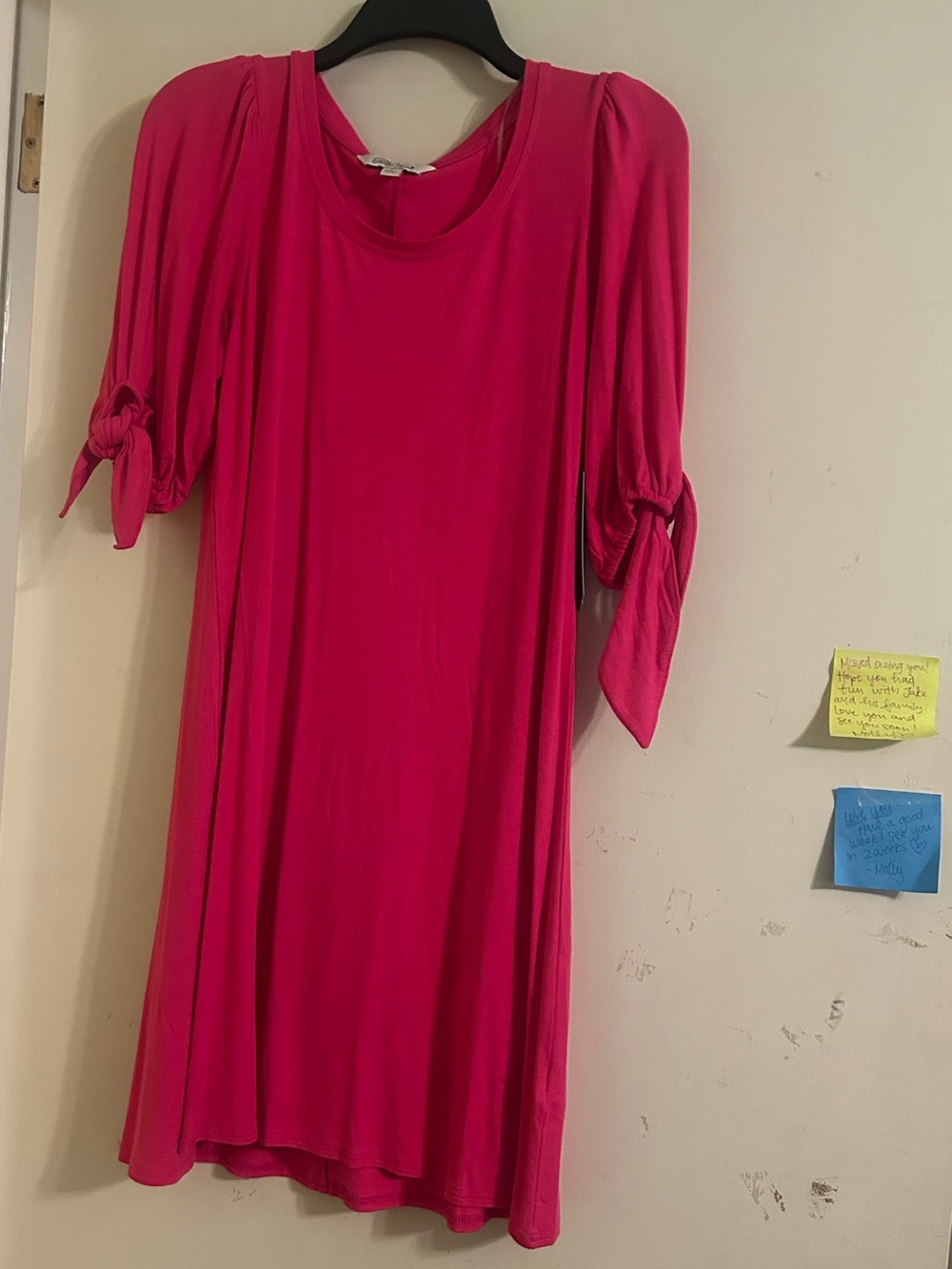 The Pioneer Woman Hot Pink Tie-Sleeve Mini Dress